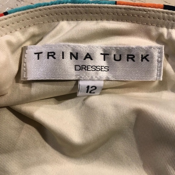 Trina Turk size 12 pink multicolored halter maxi dress retro print belted - Picture 6 of 16